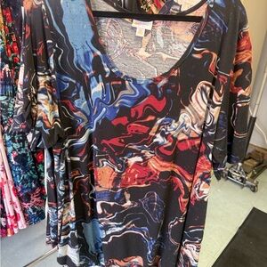 LuLaRoe 3XL Morgan Multicolor Abstract Tunic Top
